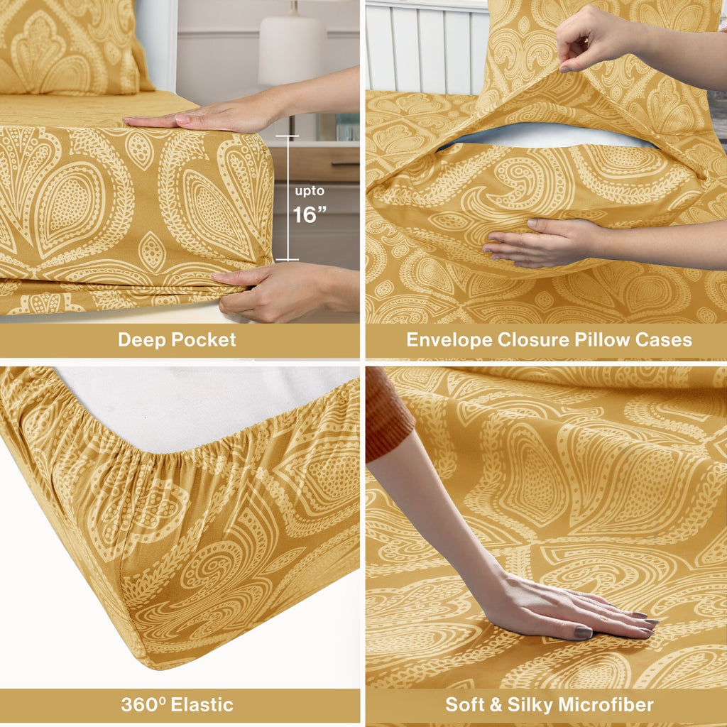 Luxury 1800 Series Microfiber Bed Sheet Set – 6 Piece Deep Pocket Paisley