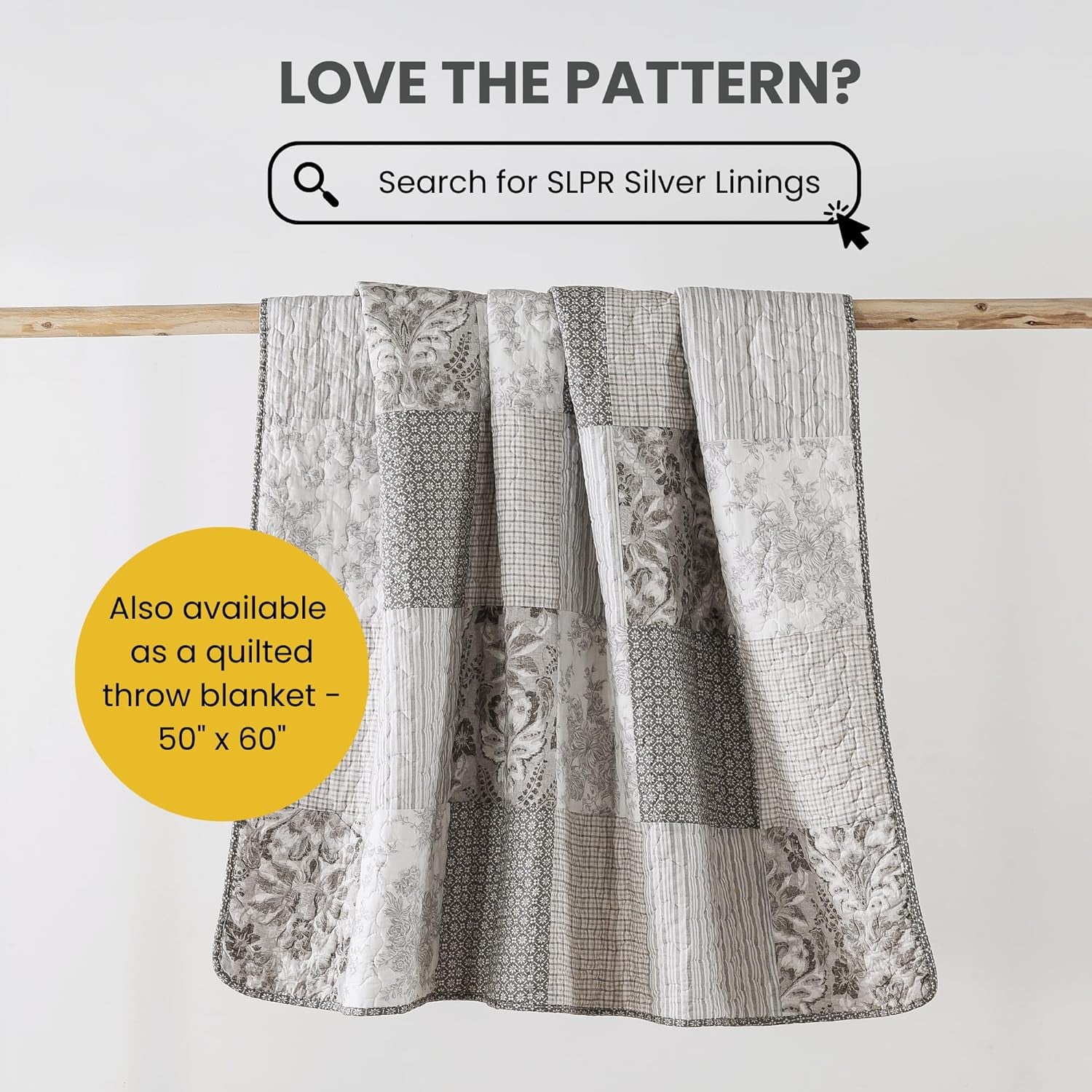 Silver Gray Queen Quilt Set – Lightweight Cotton, 3-Piece