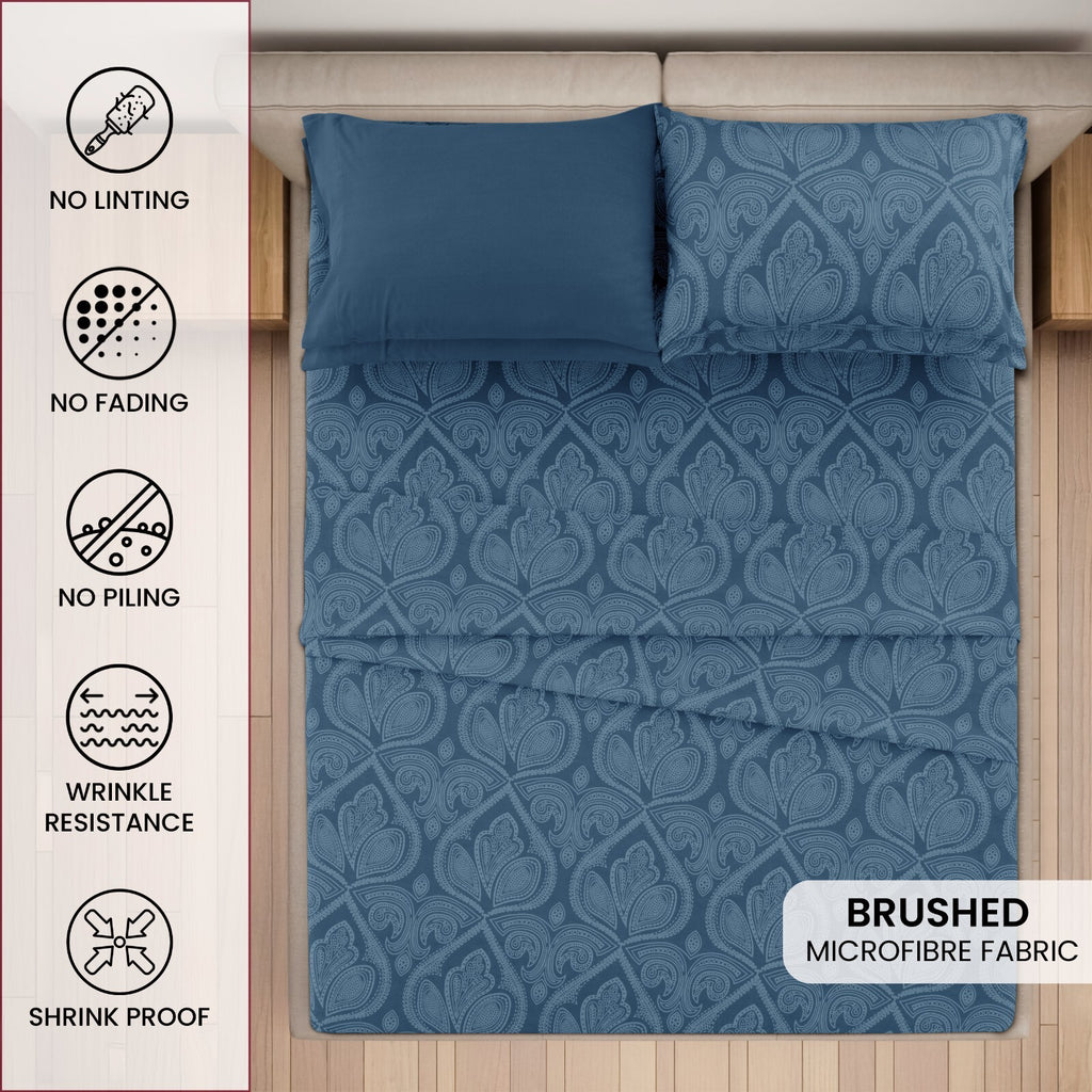 Luxury 1800 Series Microfiber Bed Sheet Set – 6 Piece Deep Pocket Paisley